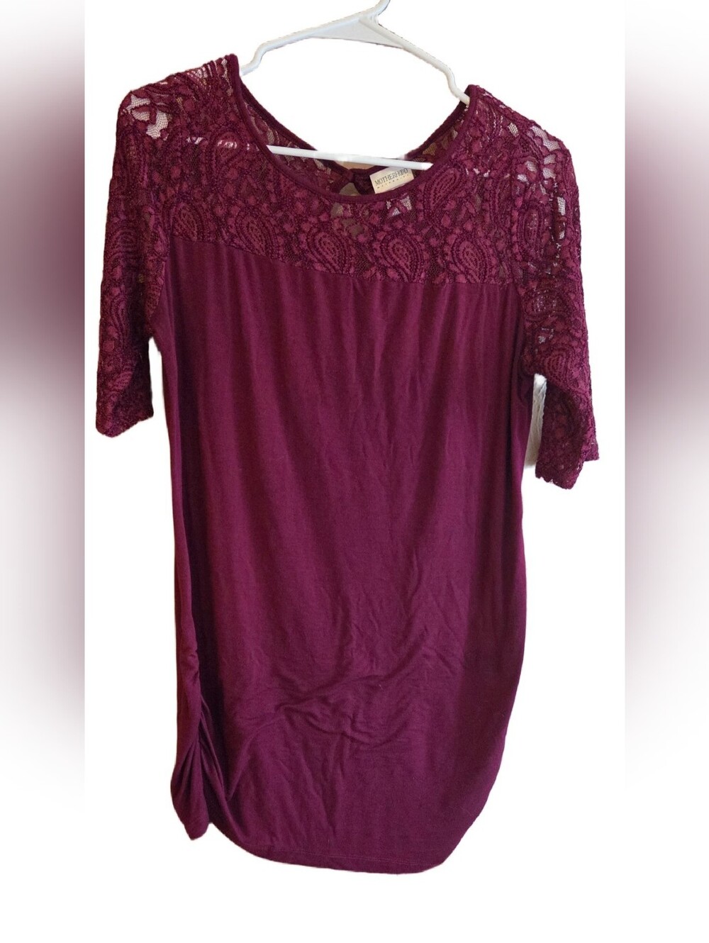 Motherhood Maternity Large Burgundy Crocheted Top